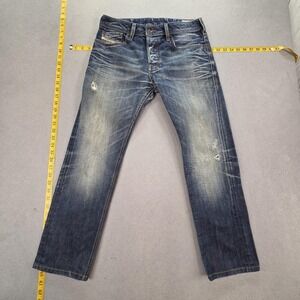 Diesel Zatiny Jeans Mens 28 Blue Med Wash Regular Altered Hem 008Y3